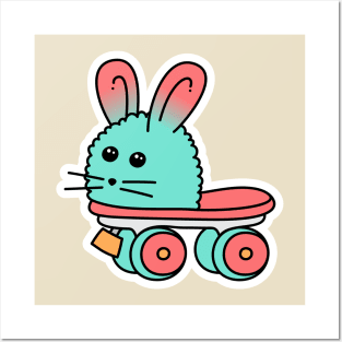 Bunny roller skate Posters and Art